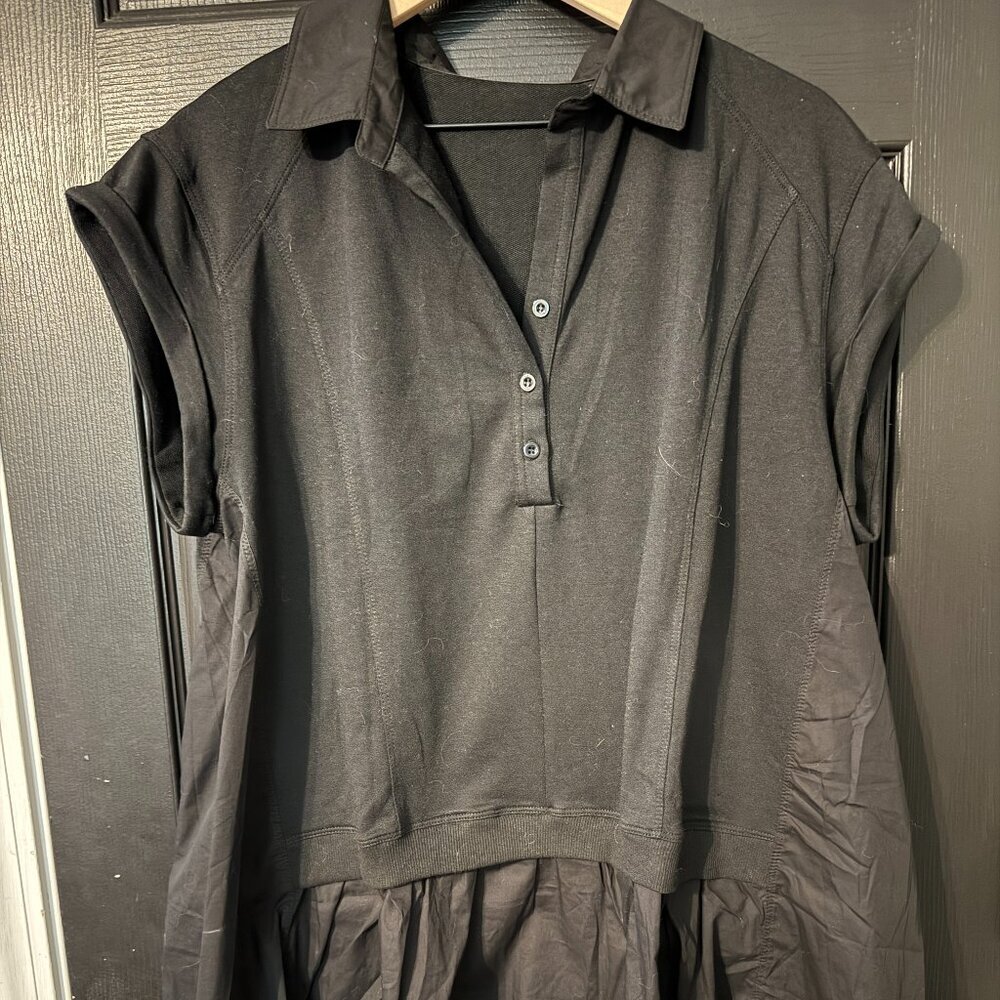 Women's Black Short-Sleeve Polo Mini Dress